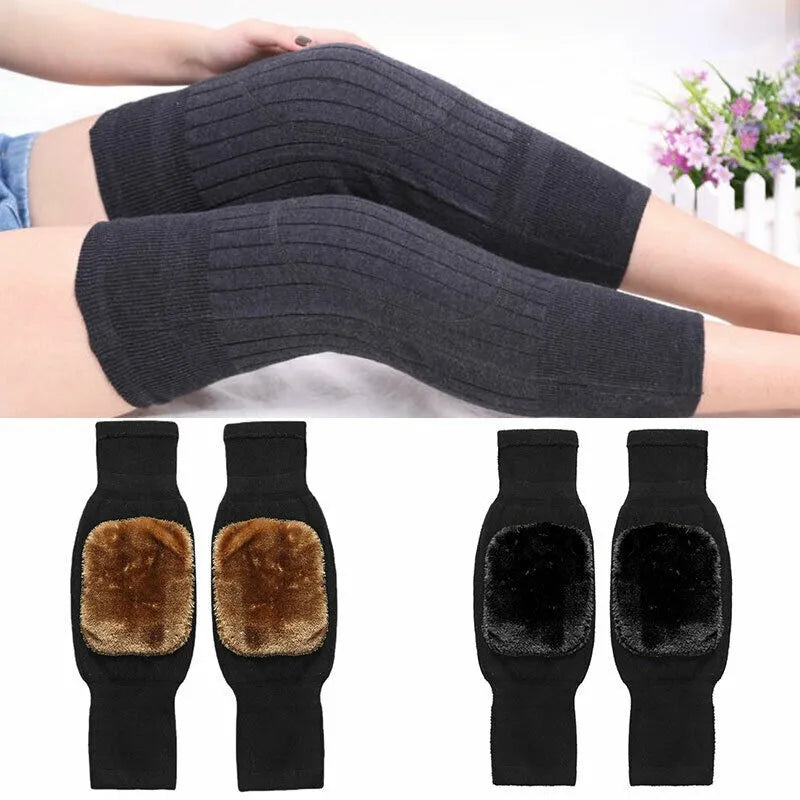 Winter Knee Warmer Unisex Wool Elastic Thermal Knee Pads | Warm Breathable Knee Sleeves for Men & Women – Outdoor Sports & Pain Relief
