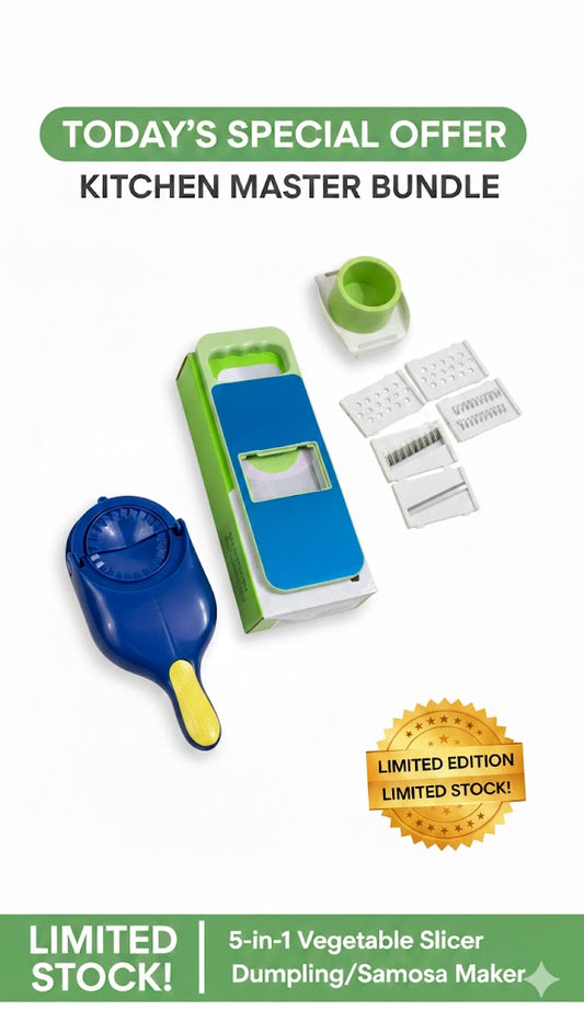 Kitchen Smart Cutting & Dumpling Maker Bundle – Multi-Function Vegetable Slicer + Samosa/Dumpling Maker Set