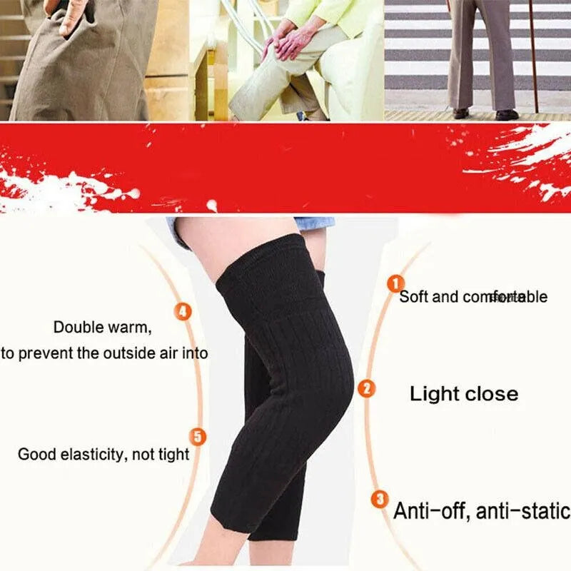 Winter Knee Warmer Unisex Wool Elastic Thermal Knee Pads | Warm Breathable Knee Sleeves for Men & Women – Outdoor Sports & Pain Relief