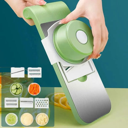 5 in 1 Vegetable Cutter, Universal Slicer, Onion Cutter with 5 Blade Settings and Collection Basin, Professional Vegetable Slicer for Onions, Garlic, Tomatoes, Potato, Carrot