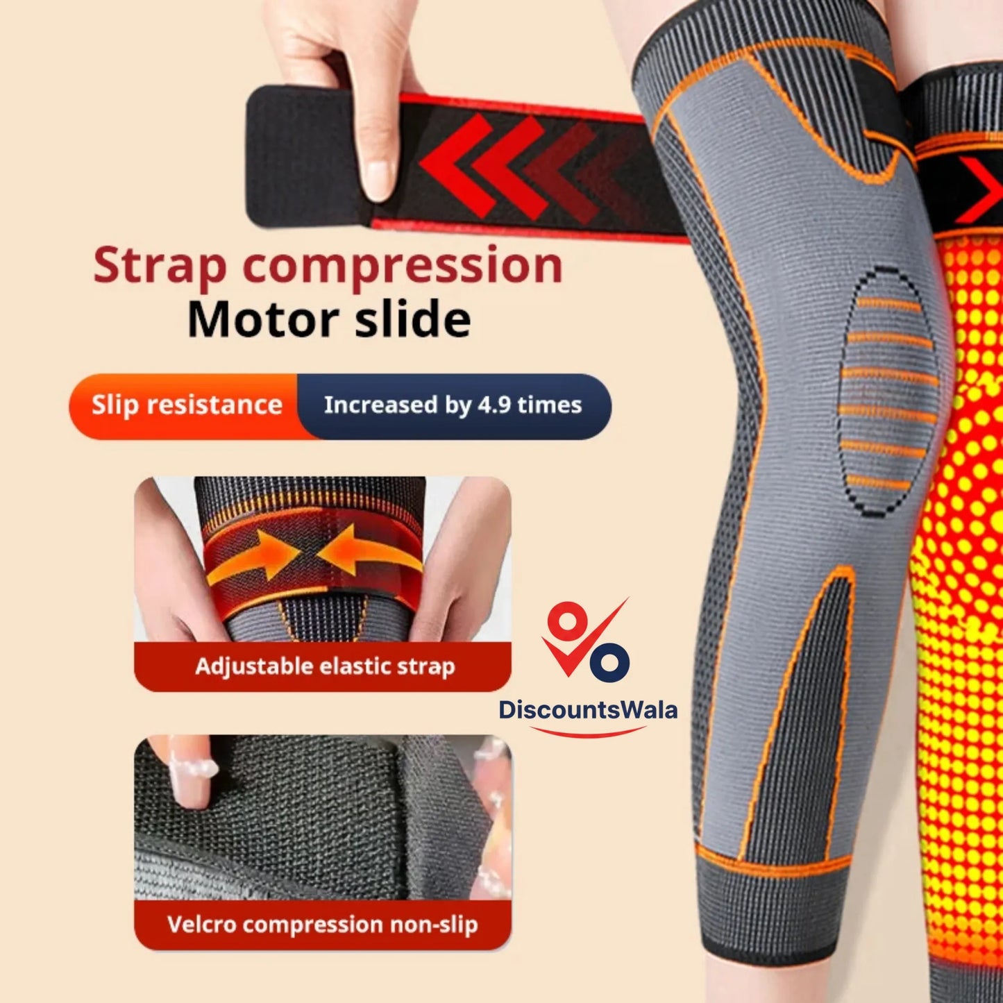 2 Pcs Leg Warmer with Belt - Gym Compression Knee Pad with Strap -2 Pcs Leg Warmer with Belt