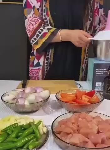 2L Stainless Steel Bowl Manual Chopper – Heavy Duty Vegetable & Meat Cutter